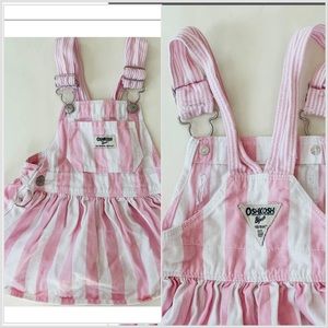 EUC! OshKosh 18 m girls pink and white striped denim dress